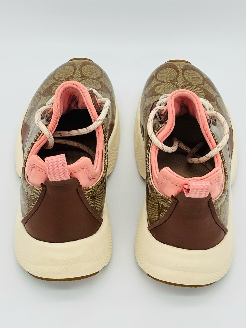 Coach C270 Tech Runner Sneakers Womens 7B Signature Monogram Pink Chunky Shoes - Picture 6 of 16